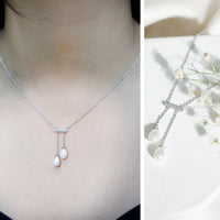 Genuine Freshwater Pearl and Diamond Bar Drop Necklace with Certificate