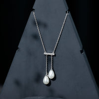 Genuine Freshwater Pearl and Diamond Bar Drop Necklace with Certificate