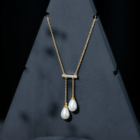 Genuine Freshwater Pearl and Diamond Bar Drop Necklace with Certificate