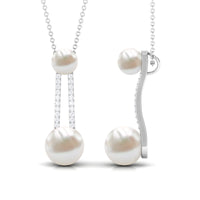 Designer Freshwater Pearl Dangle Pendant with Diamond