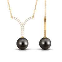 Black Tahitian Pearl and Diamond Classic Necklace