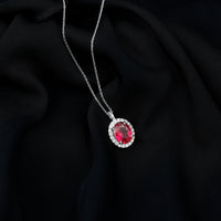 4 Carat Lab Created Ruby and Diamond Bridal Necklace with Chain