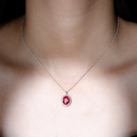 4 Carat Lab Created Ruby and Diamond Bridal Necklace with Chain