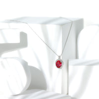 4 Carat Lab Created Ruby and Diamond Bridal Necklace with Chain