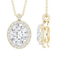 Oval Simulated Diamond Cocktail Halo Pendant