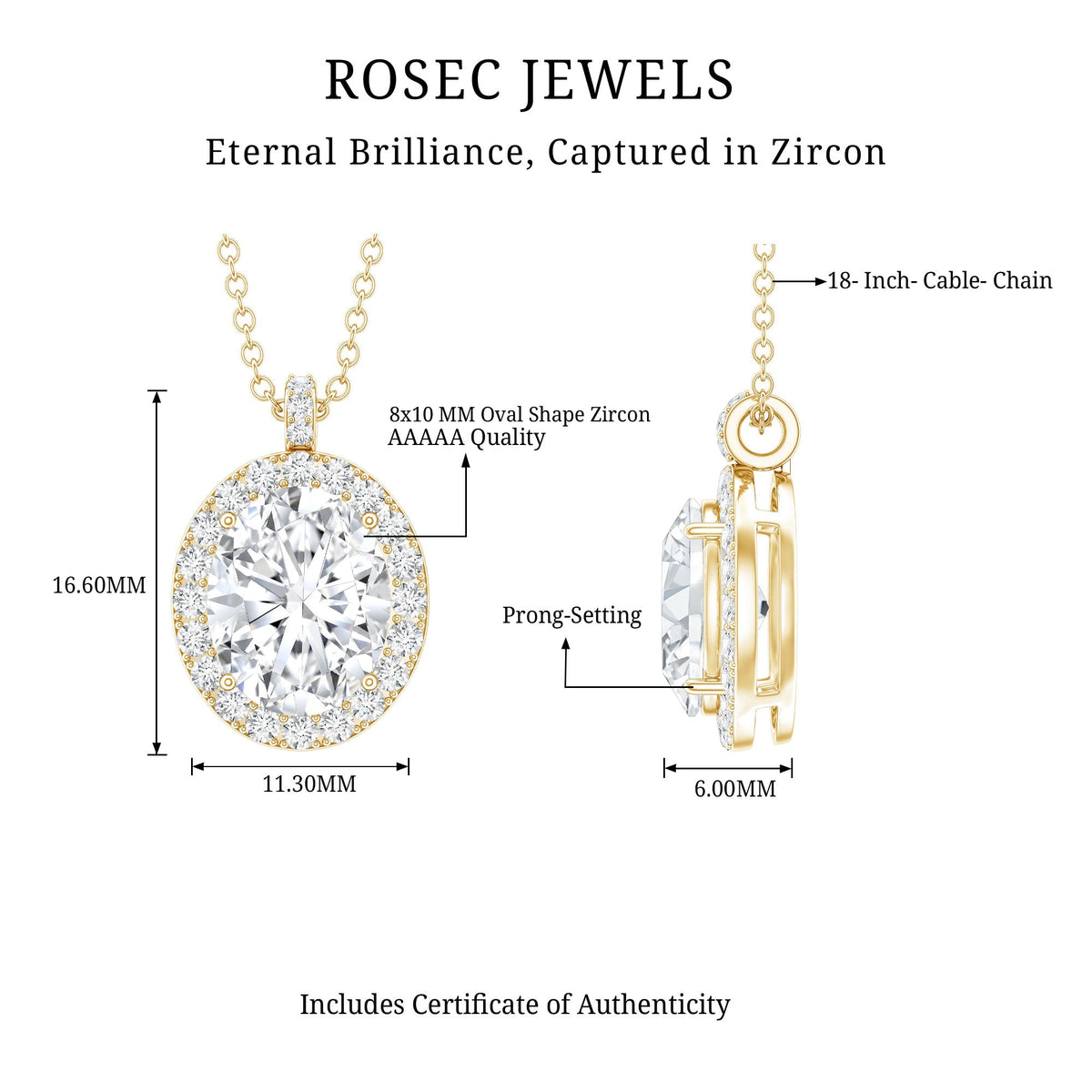 Oval Simulated Diamond Cocktail Halo Pendant