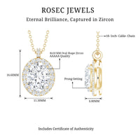 Oval Simulated Diamond Cocktail Halo Pendant