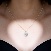 Oval Simulated Diamond Cocktail Halo Pendant