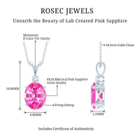 4 Carat Lab Created Pink Sapphire Oval Necklace