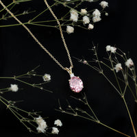 4 Carat Lab Created Pink Sapphire Oval Necklace