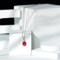 4 Carat Lab Created Ruby Bridal Necklace with Chain