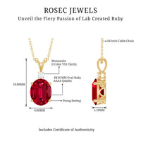 4 Carat Lab Created Ruby Bridal Necklace with Chain