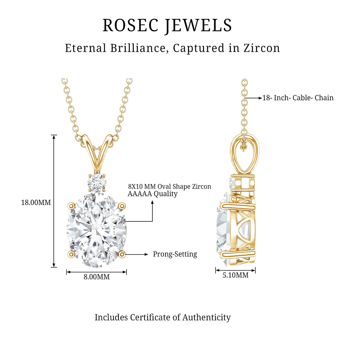 Simulated Diamond Simple Pendant Necklace