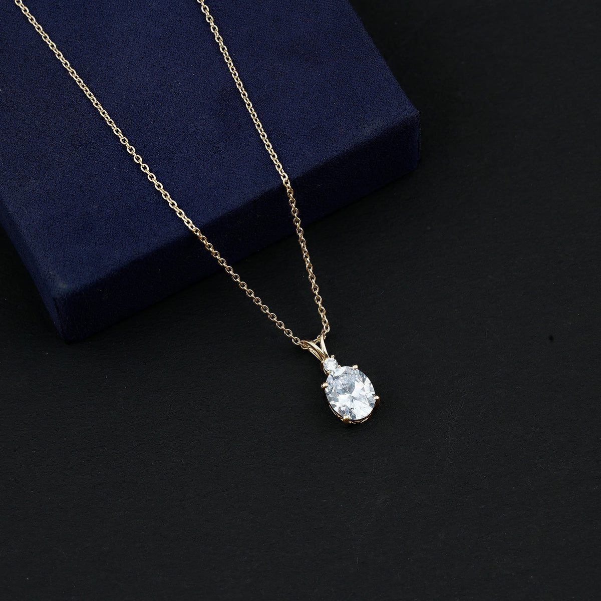 Simulated Diamond Simple Pendant Necklace