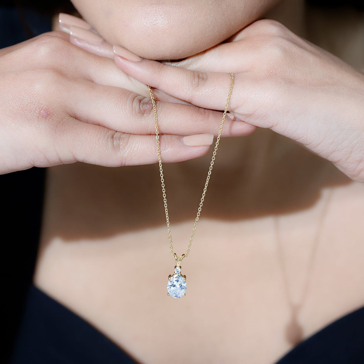 Simulated Diamond Simple Pendant Necklace