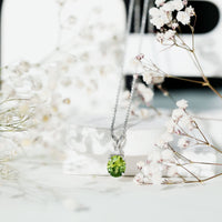 4 Carat Lab Grown Oval Shaped Green Sapphire Solitaire Necklace