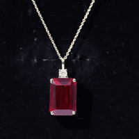 5 Carat Emerald Cut Lab Created Ruby Solitaire Pendant with Diamond