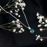 2.5 CT Lab Created Emerald Diamond Teardrop Pendant with Certificate