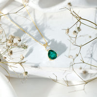 2.5 CT Lab Created Emerald Diamond Teardrop Pendant with Certificate