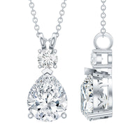 Pear and Round Shaped Zirconia Drop Pendant