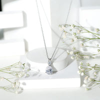 Certified 3 Carat Cubic Zirconia Pear Drop Necklace with Silver Chain