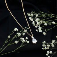 Pear and Round Shaped Zirconia Drop Pendant