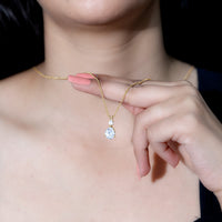 Pear and Round Shaped Zirconia Drop Pendant