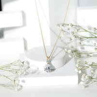 Pear and Round Shaped Zirconia Drop Pendant