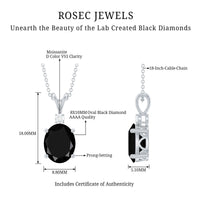 Lab Created Black Diamond Oval Necklace with Silver Chain