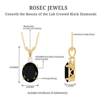 4.2 Carat Oval Shape Lab Created Black Diamond Solitaire Pendant Necklace