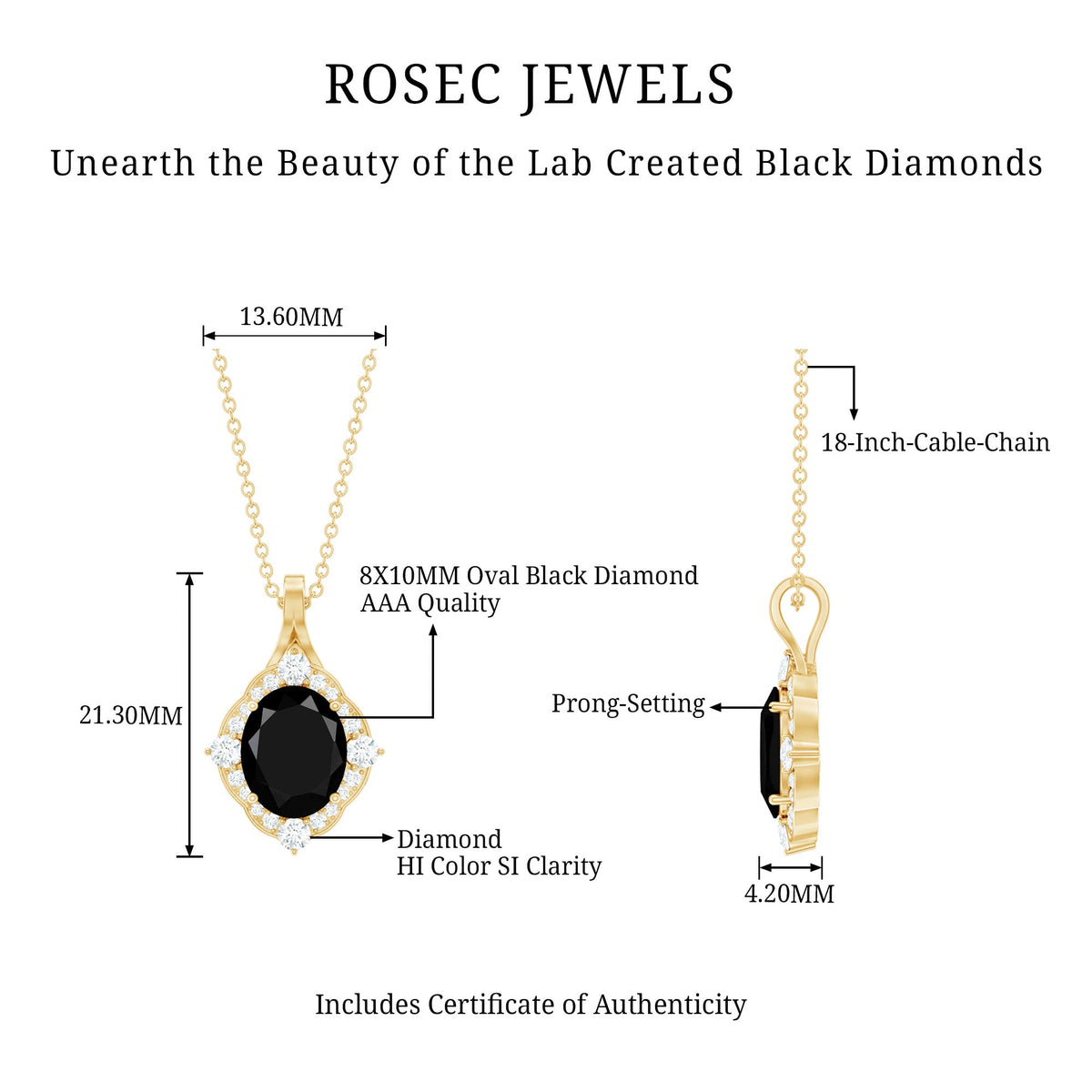 Vintage Style Created Black Diamond Halo Pendant Necklace