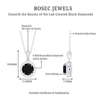 2 Carat Round Lab Created Black Diamond Halo Pendant with White Diamond