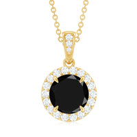 2 Carat Round Lab Created Black Diamond Halo Pendant with White Diamond