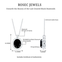 4.2 Carat Oval Shape Lab Created Black Diamond Statement Necklace