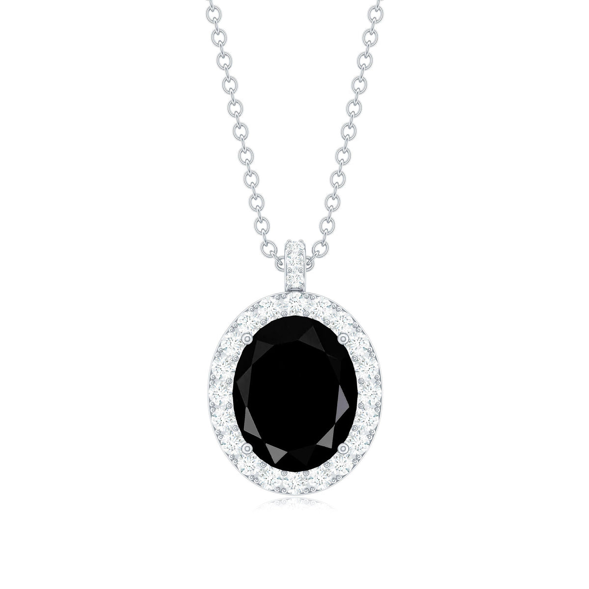4.2 Carat Oval Shape Lab Created Black Diamond Statement Necklace