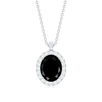 4.2 Carat Oval Shape Lab Created Black Diamond Statement Necklace