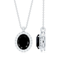 4.2 Carat Oval Shape Lab Created Black Diamond Statement Necklace