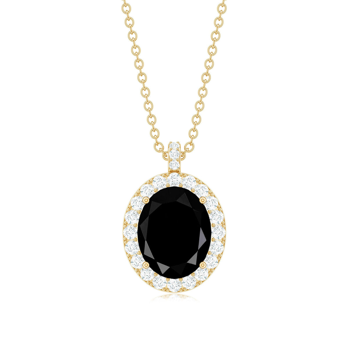 4.2 Carat Oval Shape Lab Created Black Diamond Statement Necklace