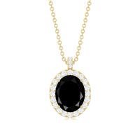 4.2 Carat Oval Shape Lab Created Black Diamond Statement Necklace
