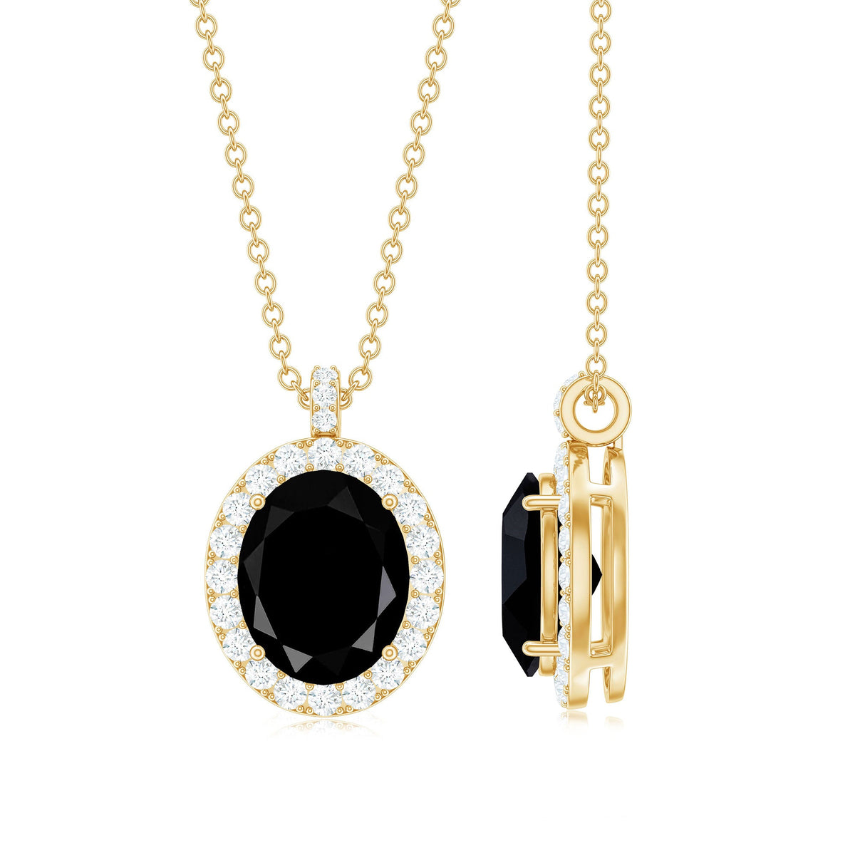 4.2 Carat Oval Shape Lab Created Black Diamond Statement Necklace