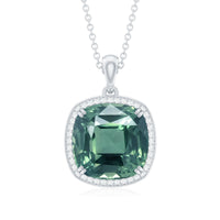 9 Carat Lab Grown Green Sapphire Statement Necklace
