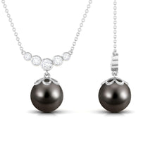 Designer Tahitian Pearl and Diamond Graduated Necklace