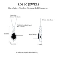 1.75 Carat Pear Shape Black Spinel Statement Necklace with Moissanites