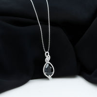 1.75 Carat Pear Shape Black Spinel Statement Necklace with Moissanites