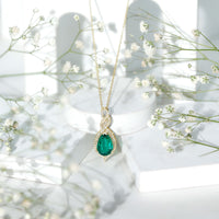 Certified 2.5 Carat Lab Grown Emerald and Diamond Bridal Necklace