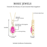 2.5 Carat Pear Cut Lab Created Pink Sapphire and Diamond Statement Pendant