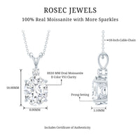 3.5 Carat Oval Moissanite Solitaire Necklace with Silver Chain