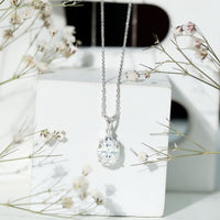 3.5 Carat Oval Moissanite Solitaire Necklace with Silver Chain