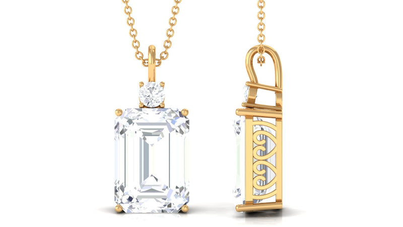 Certified 4.5 carat emerald cut moissanite pendant for women showcasing a sparkling green gemstone on a delicate chain.