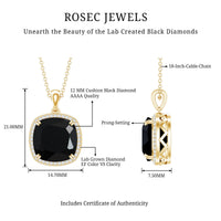 6 Carat Cushion Cut Lab Grown Black and White Diamond Halo Necklace